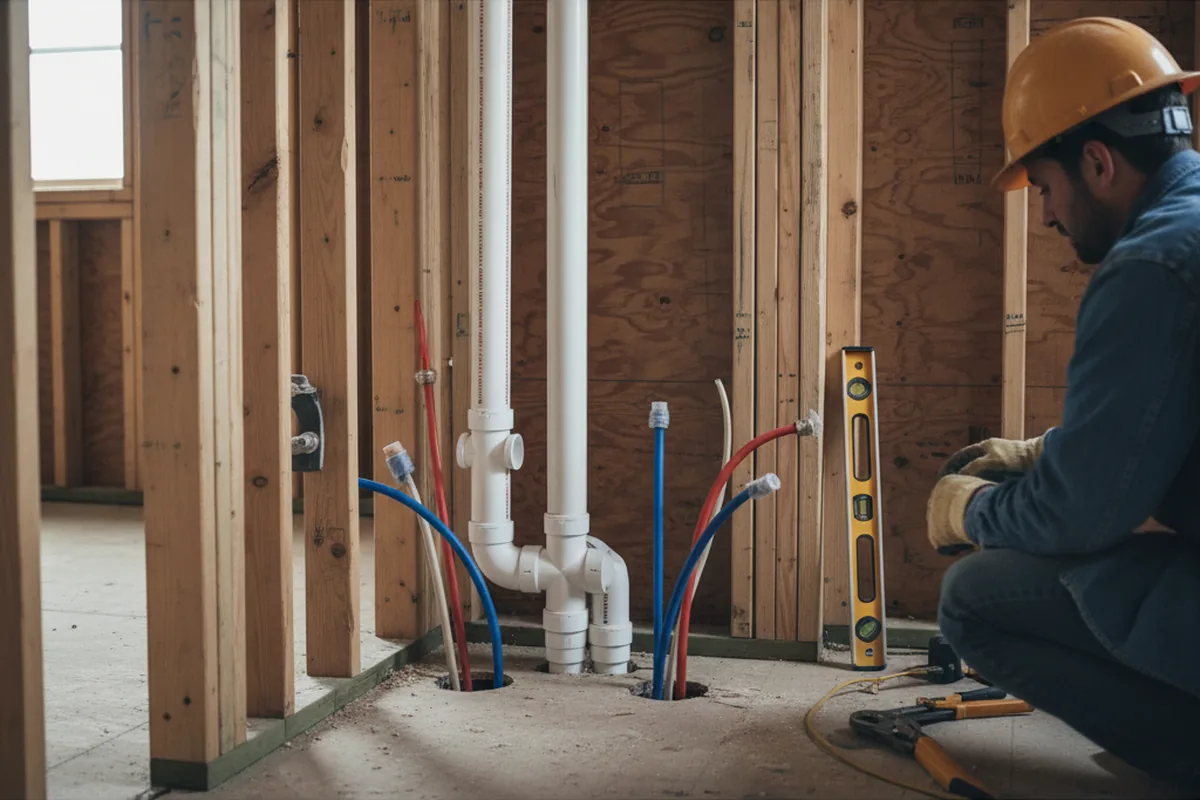 Drain and supply rough-in during Drain Cleaning in Wadsworth