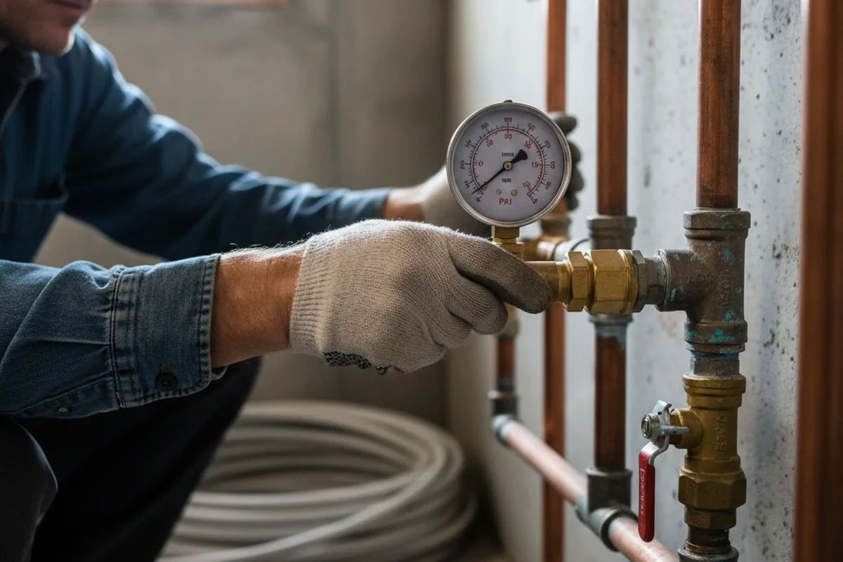 Pressure testing a repaired line during Water Line Repair in Wadsworth